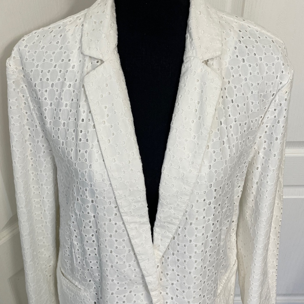 Laura Ashley blazer white cotton openwork Broderie anglaise UK 20 fits US 16 new